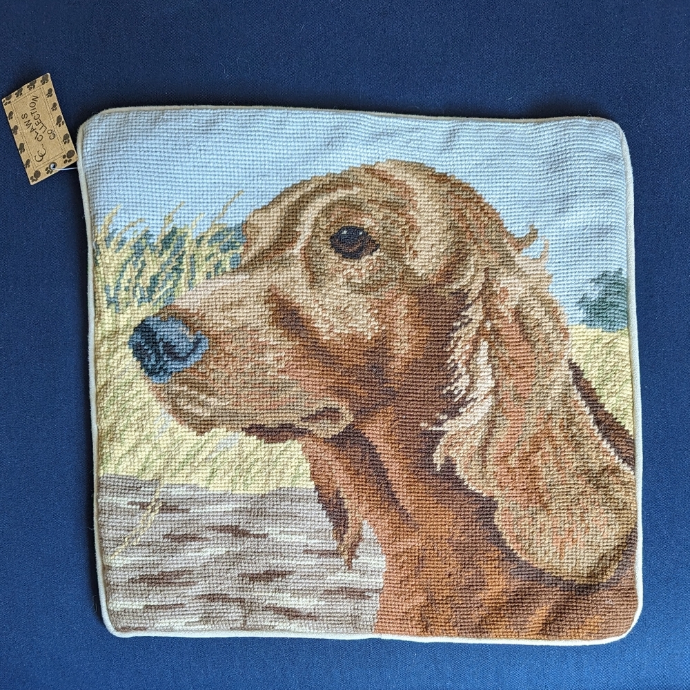 Handcrafted Irish Setter Needlepoint Pillow Cover